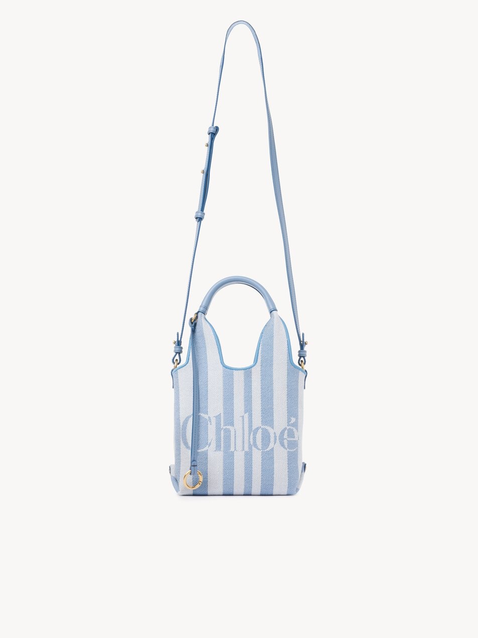 CHLOE Mini Chloé Stripy tote bag in jacquard Surfing Blue