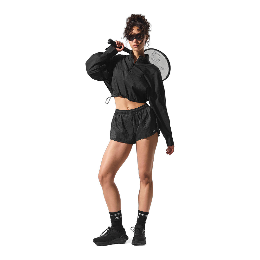 alo Cropped 1/4 Zip Aerial Pullover - Black