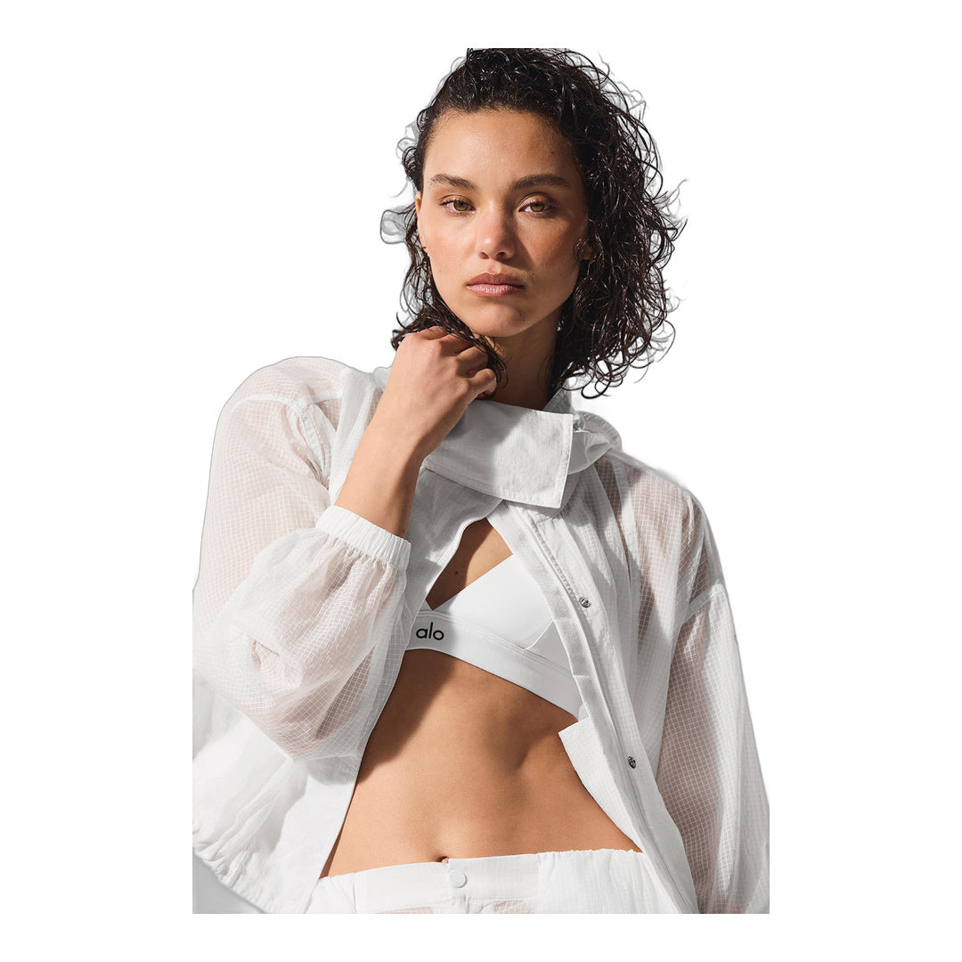 alo Cropped Game Time Full Zip Jacket - White