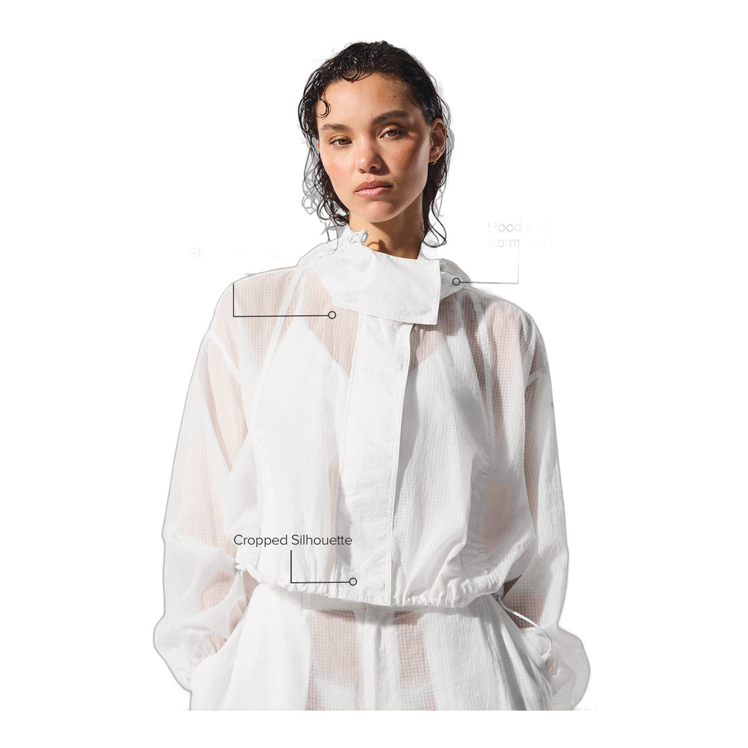 alo Cropped Game Time Full Zip Jacket - White