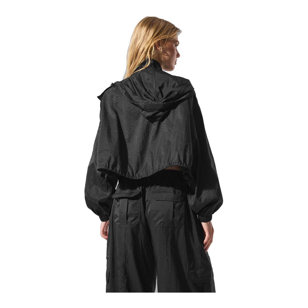 alo Cropped Game Time Full Zip Jacket - Black