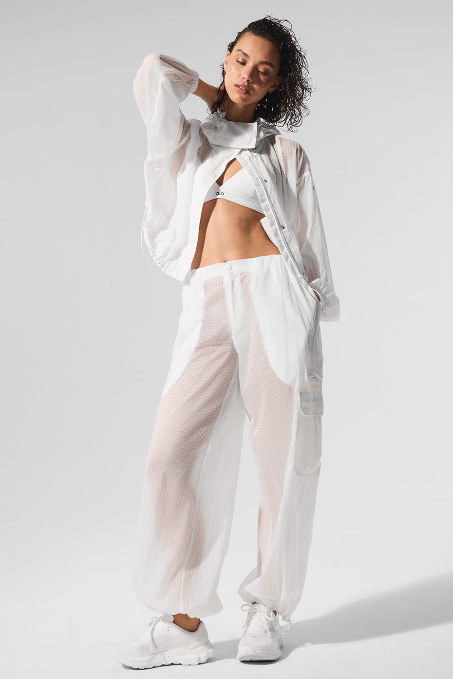 alo Sheer Game Time Wide Leg Jogger - White