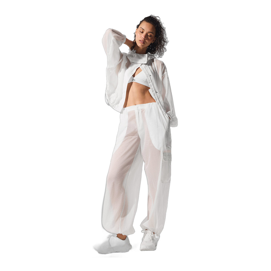 alo Sheer Game Time Wide Leg Jogger - White
