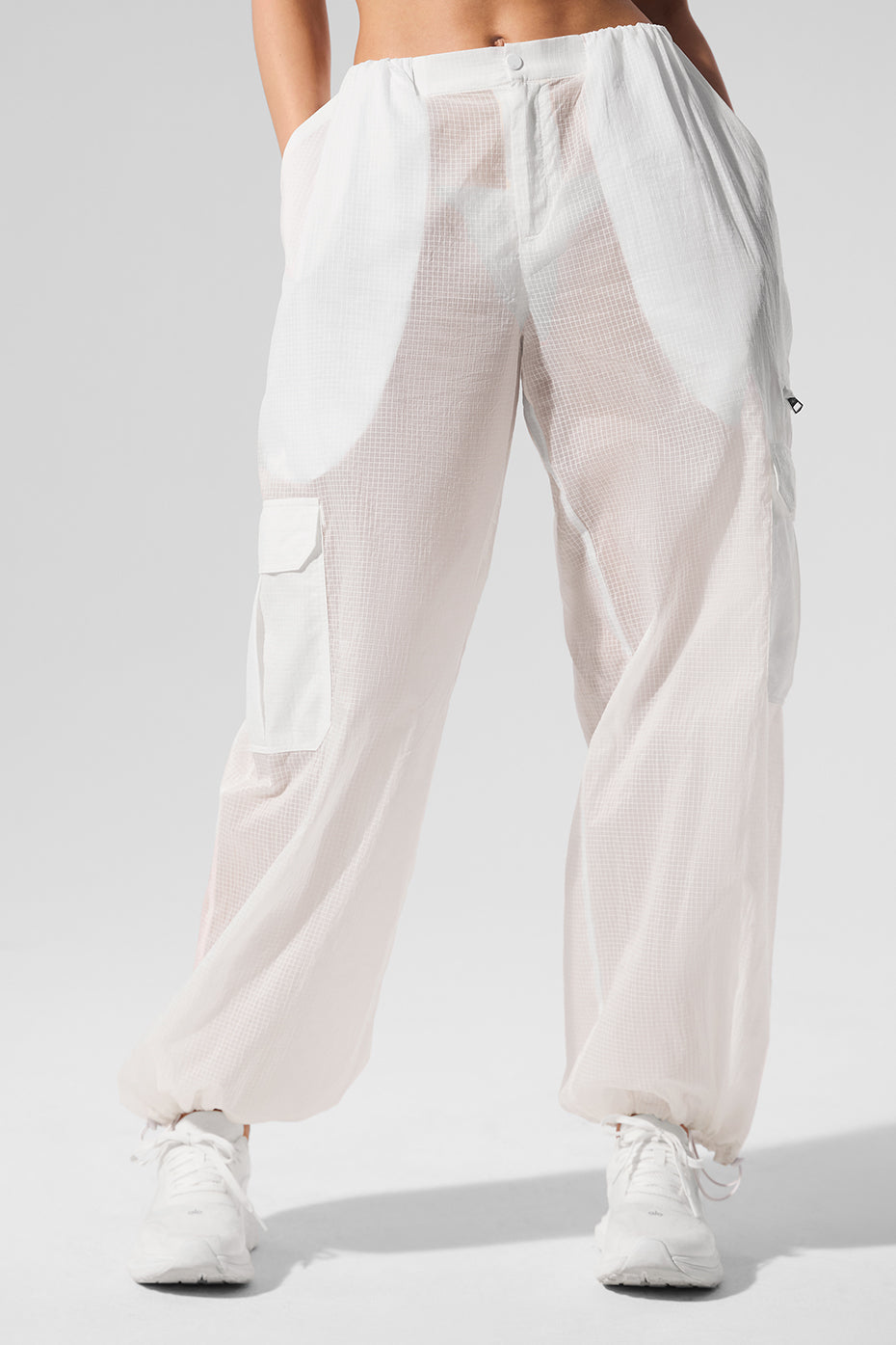 alo Sheer Game Time Wide Leg Jogger - White