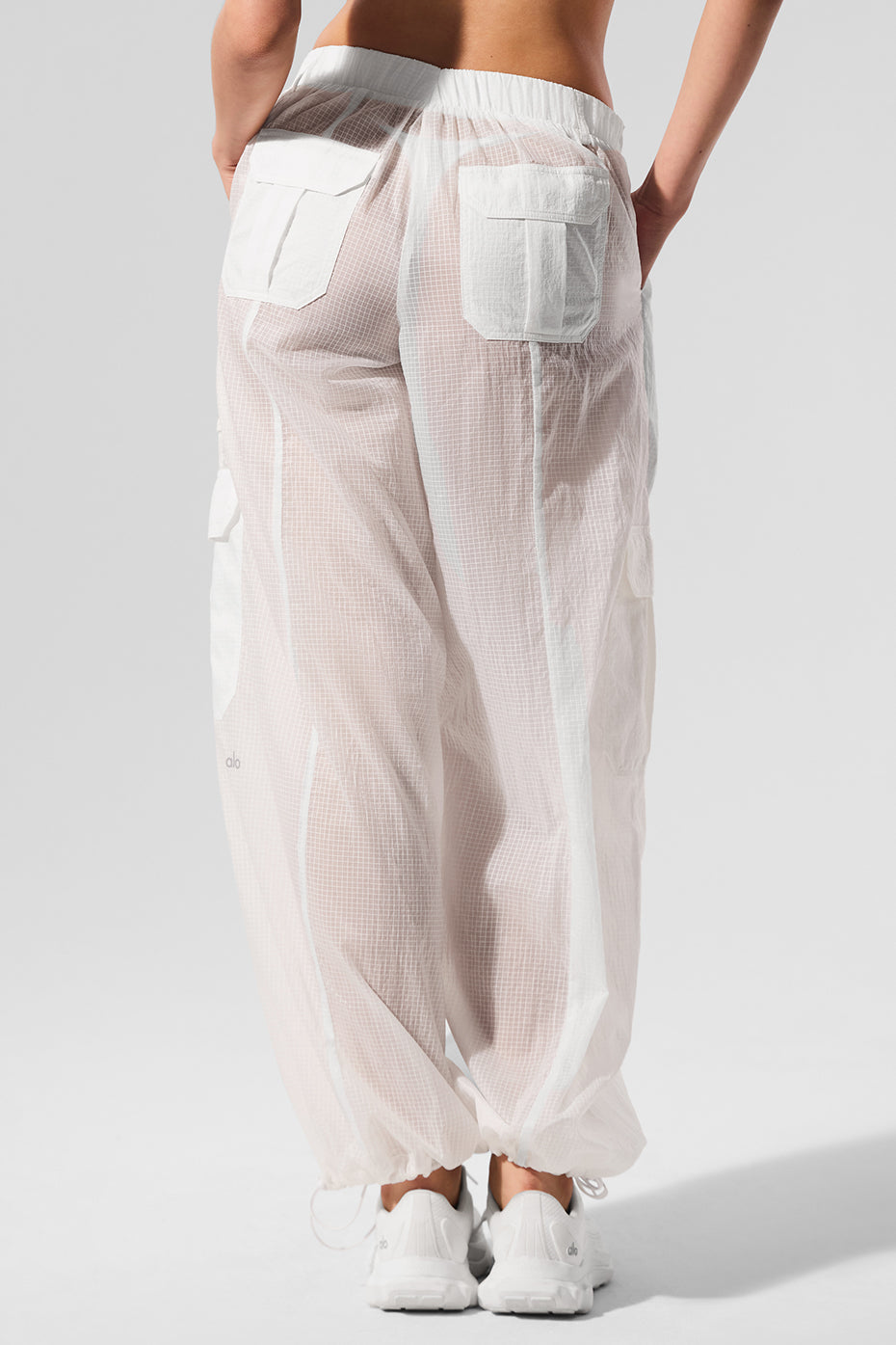 alo Sheer Game Time Wide Leg Jogger - White