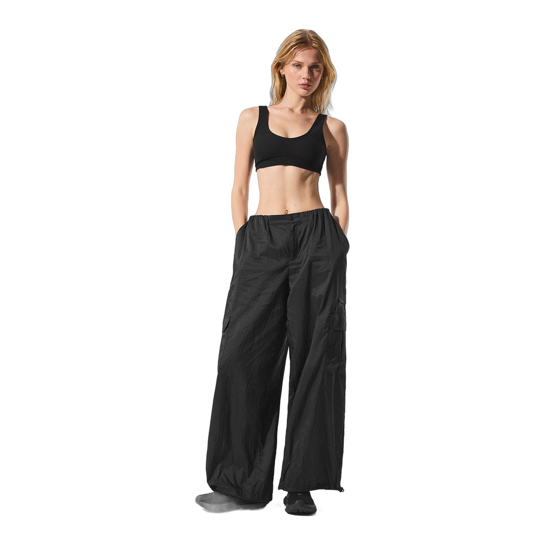 alo Sheer Game Time Wide Leg Jogger - Black