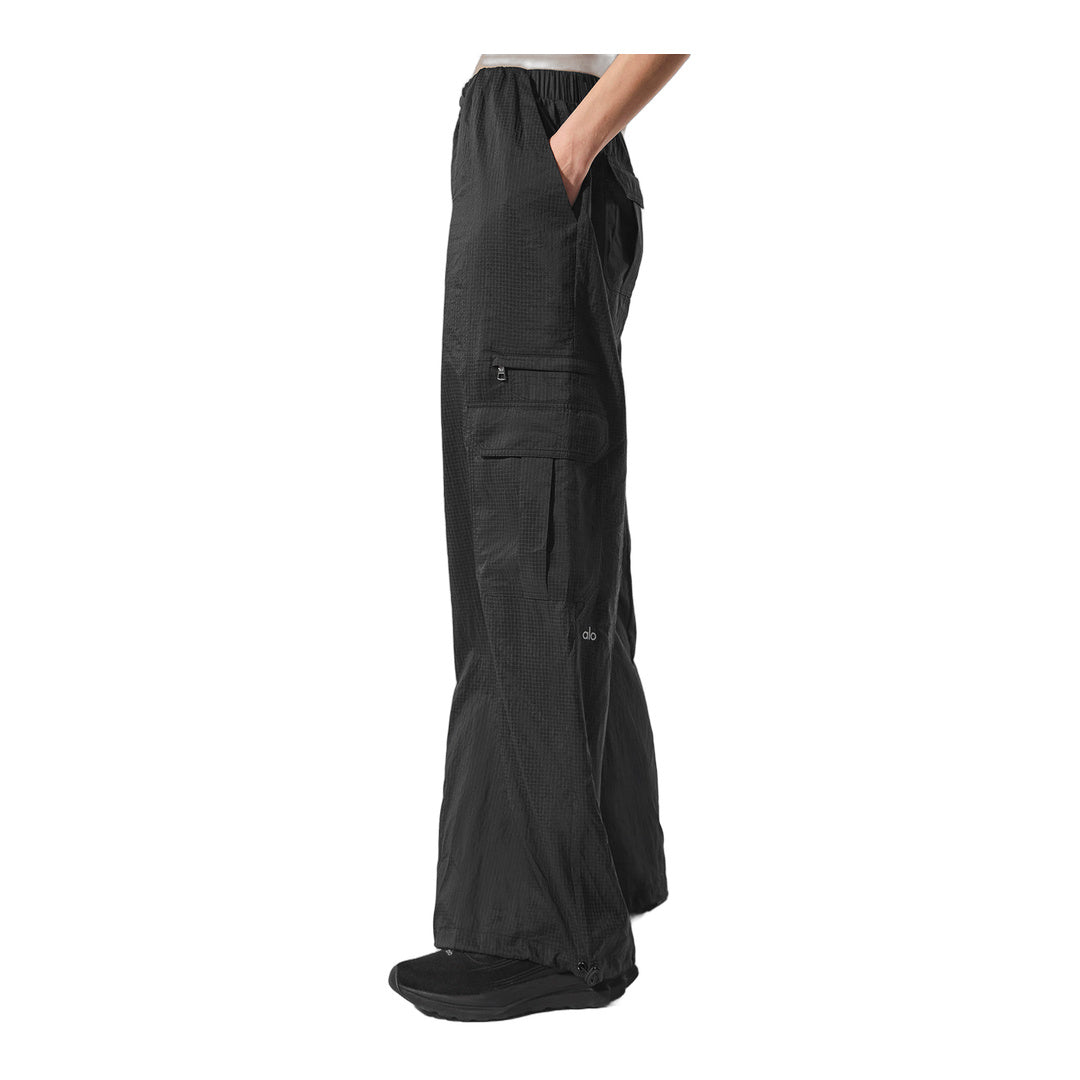 alo Sheer Game Time Wide Leg Jogger - Black