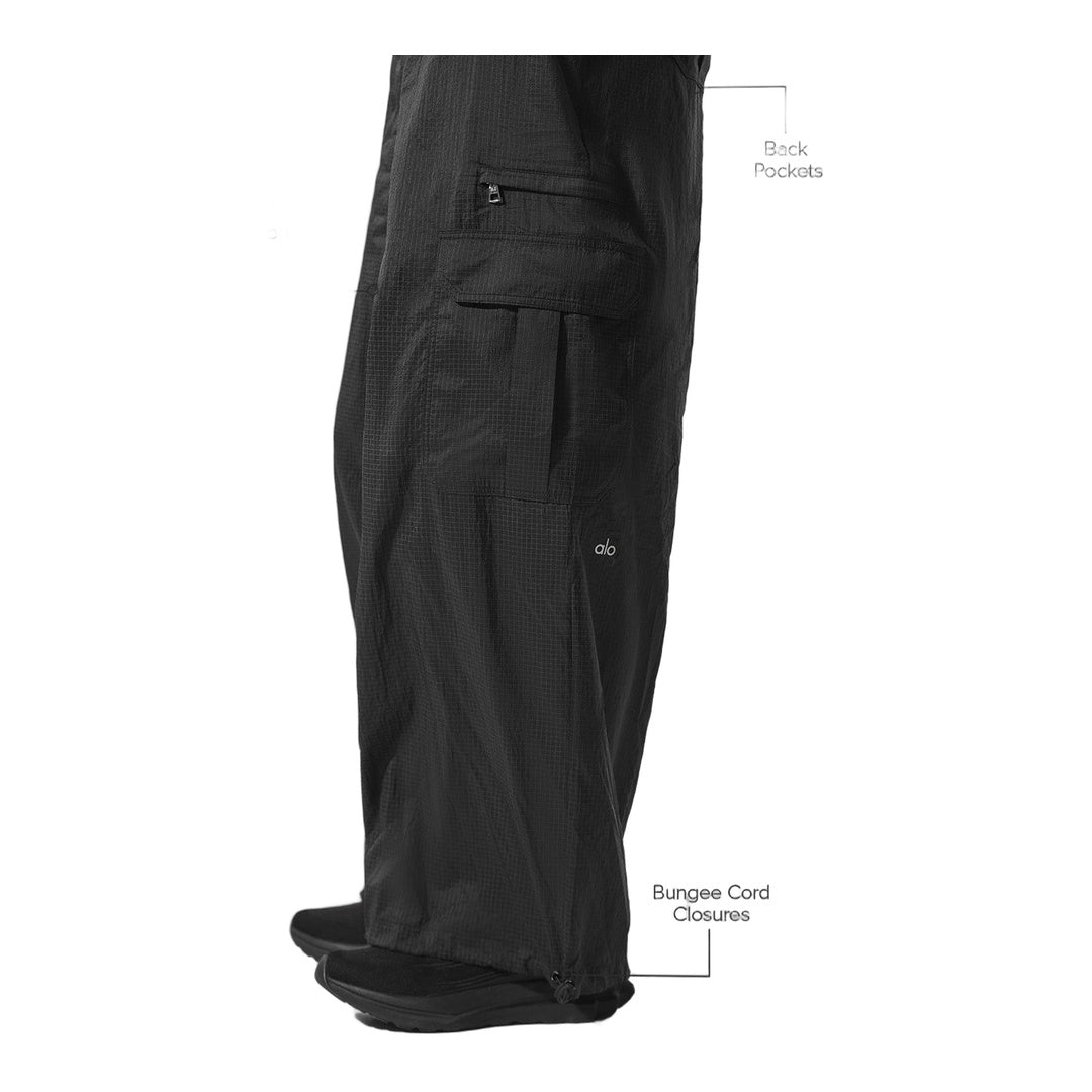 alo Sheer Game Time Wide Leg Jogger - Black