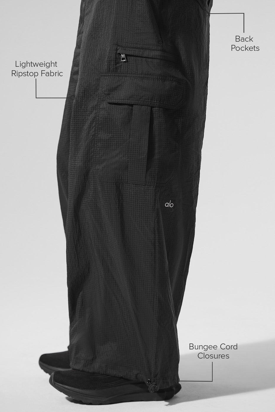 alo Sheer Game Time Wide Leg Jogger - Black