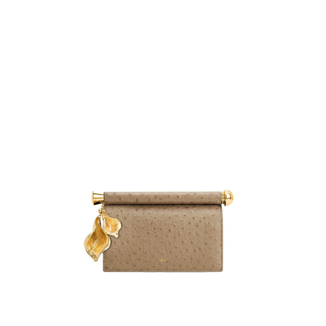 JW PEI Holly Metal Pendant Embellished Clutch - Mocha Brown