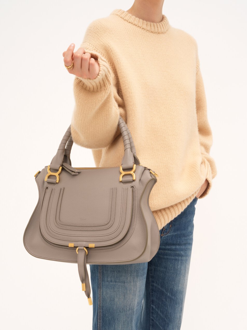 CHLOE Marcie bag in grained leather Cashmere Grey