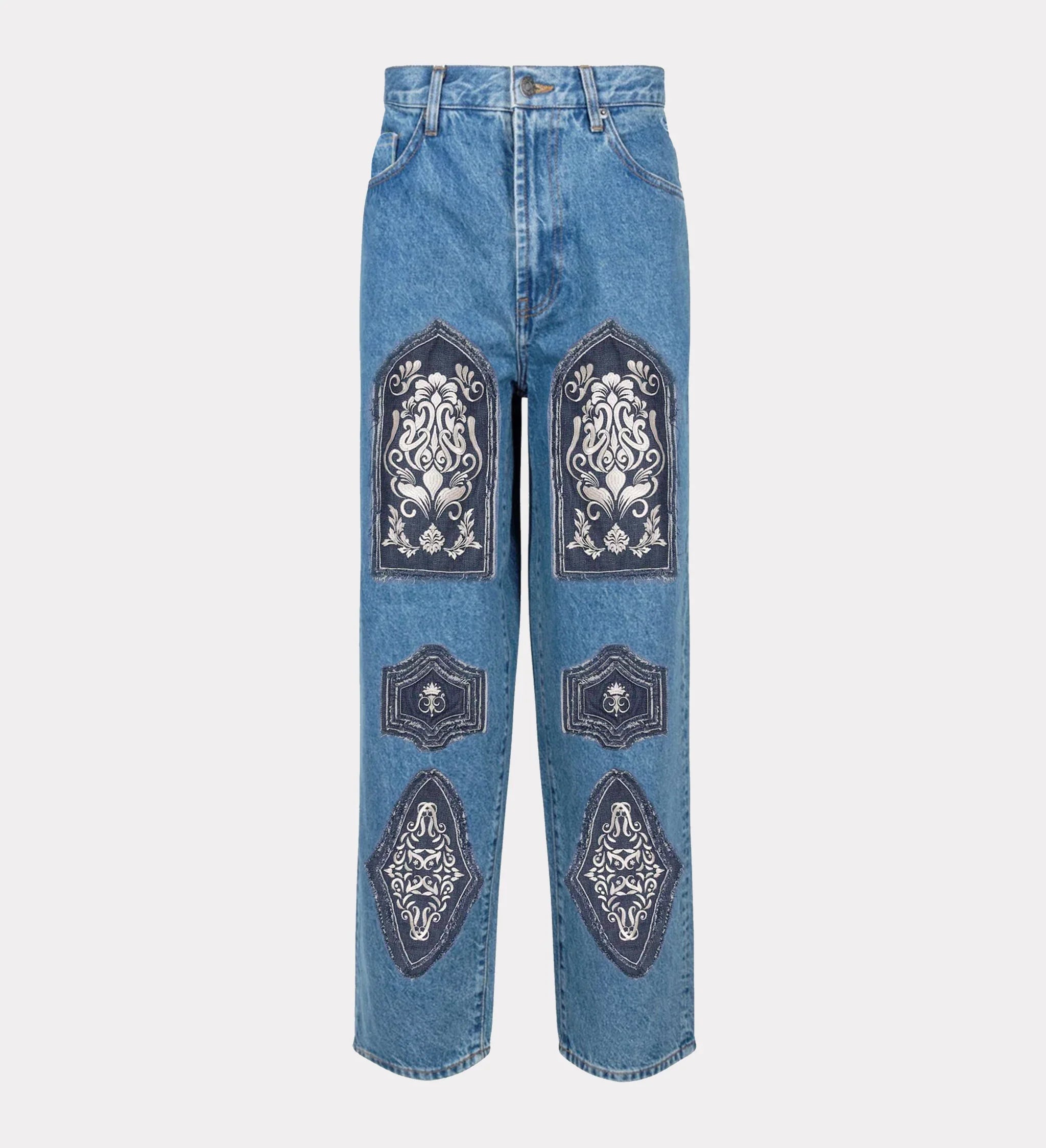 Warrior' Chainmail Armour Hand Embroidered Patchwork Denim