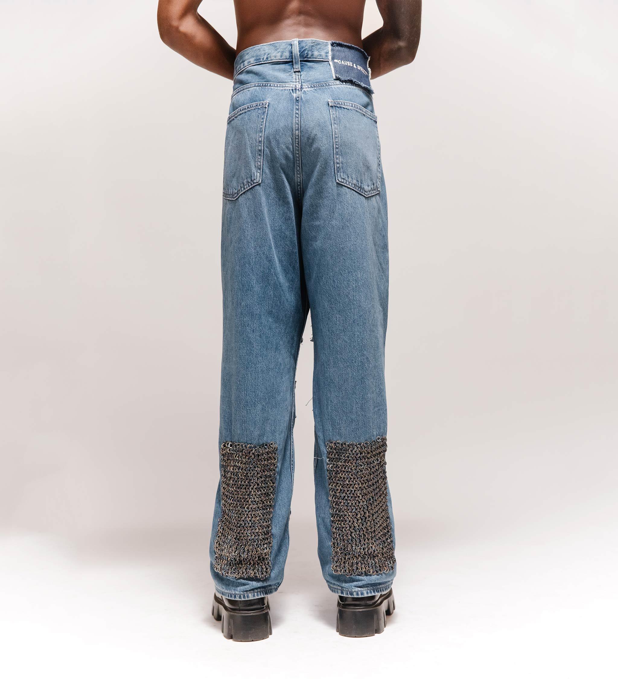 Warrior' Chainmail Armour Hand Embroidered Patchwork Denim