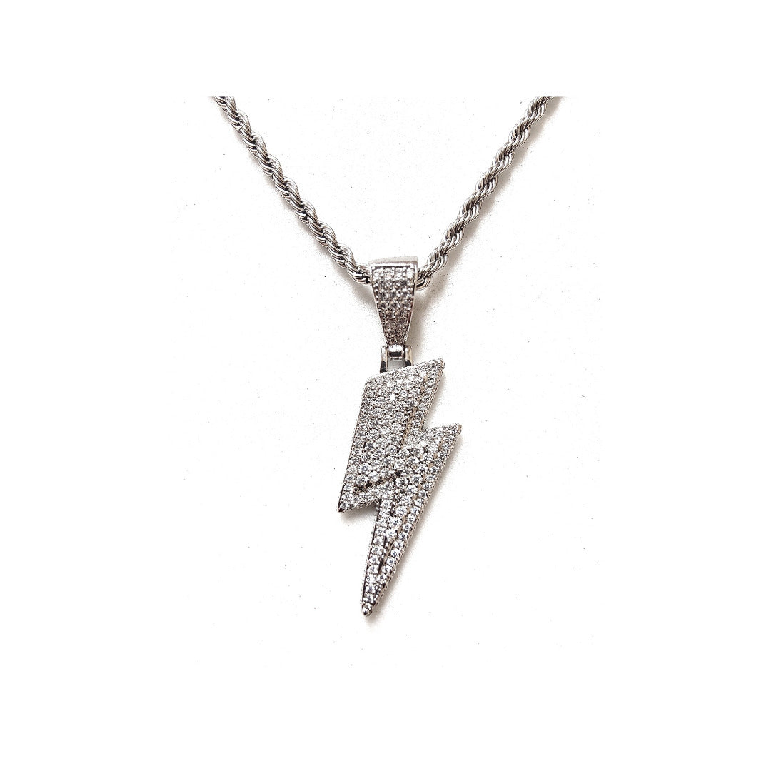 Frozen Lighting Flash Iced Pendant in 14k white gold