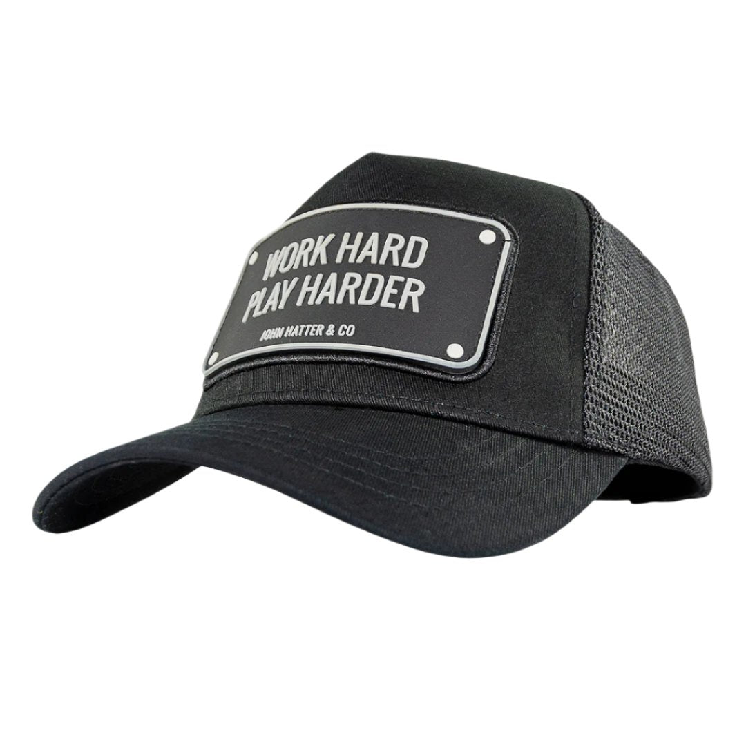 Work Hard Black Trucker Cap