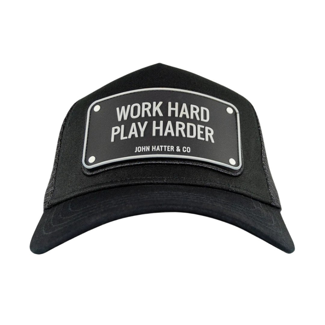 Work Hard Black Trucker Cap