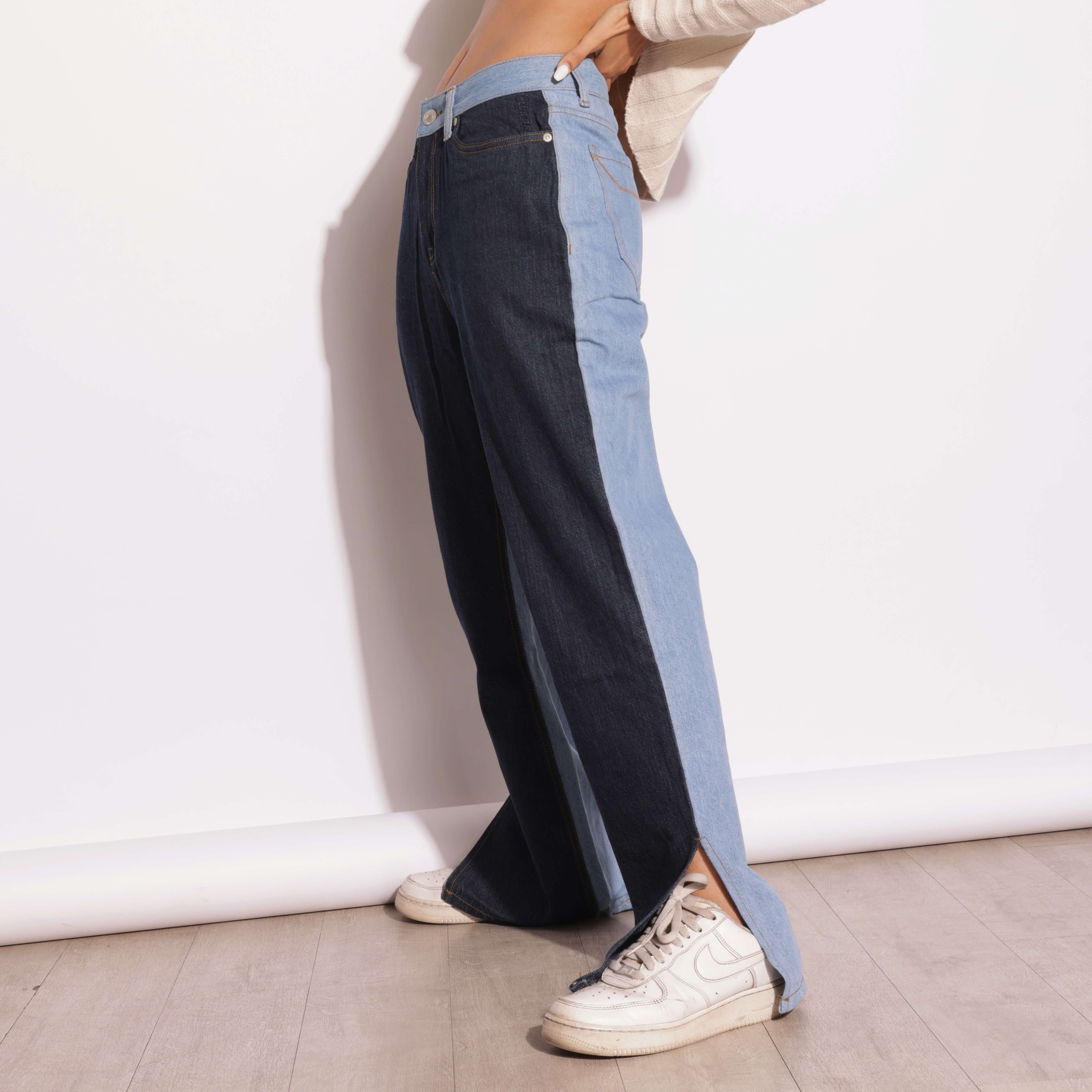 HALF AND HALF SLIT JEANS