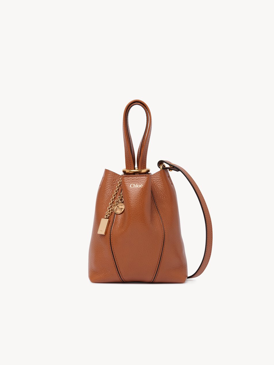 CHLOE Small Chloé Spin tote bag in grained leather Clay Brown