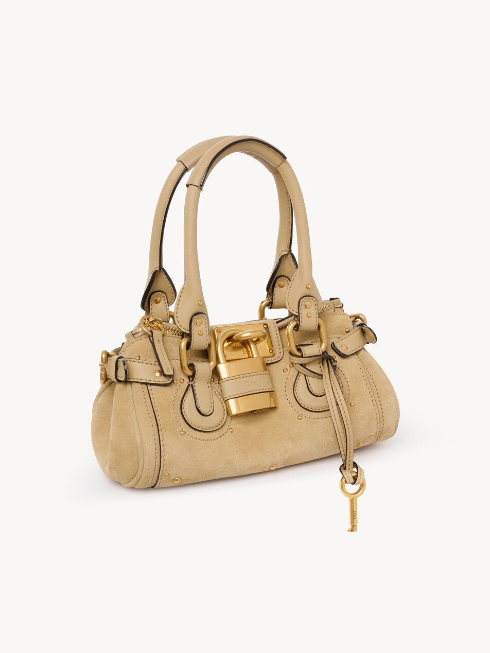 CHLOE Small Paddington bag in suede leather Dusty Beige