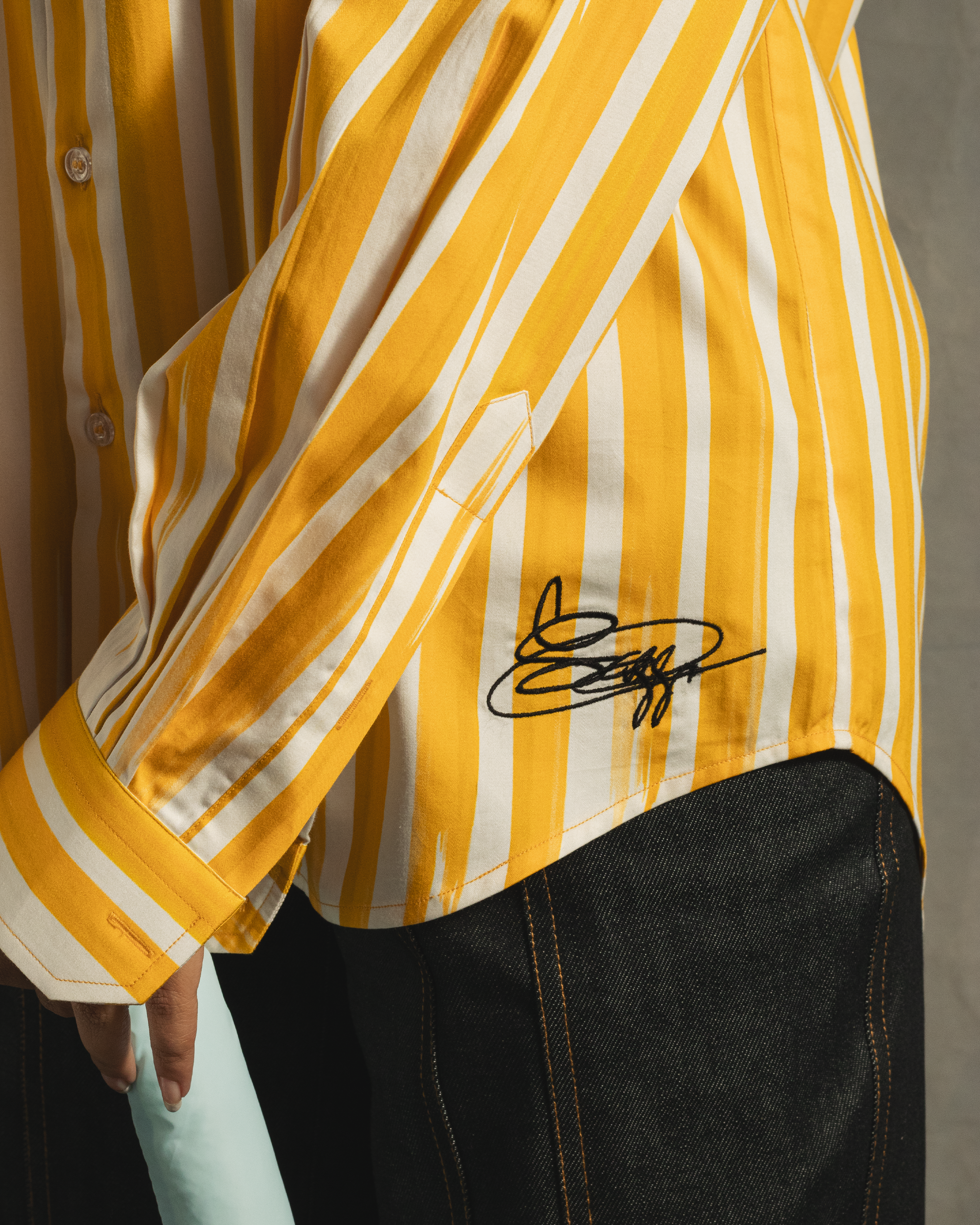 Fake Stripe Shirt In Yellow