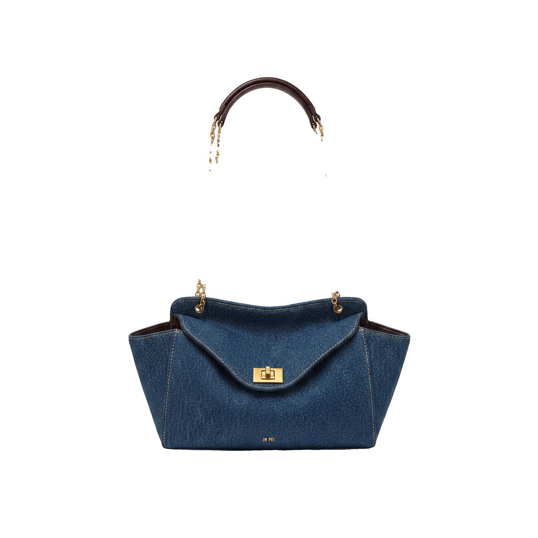 JW PEI Lucia Envelope Chain Shoulder Bag - Blue Denim