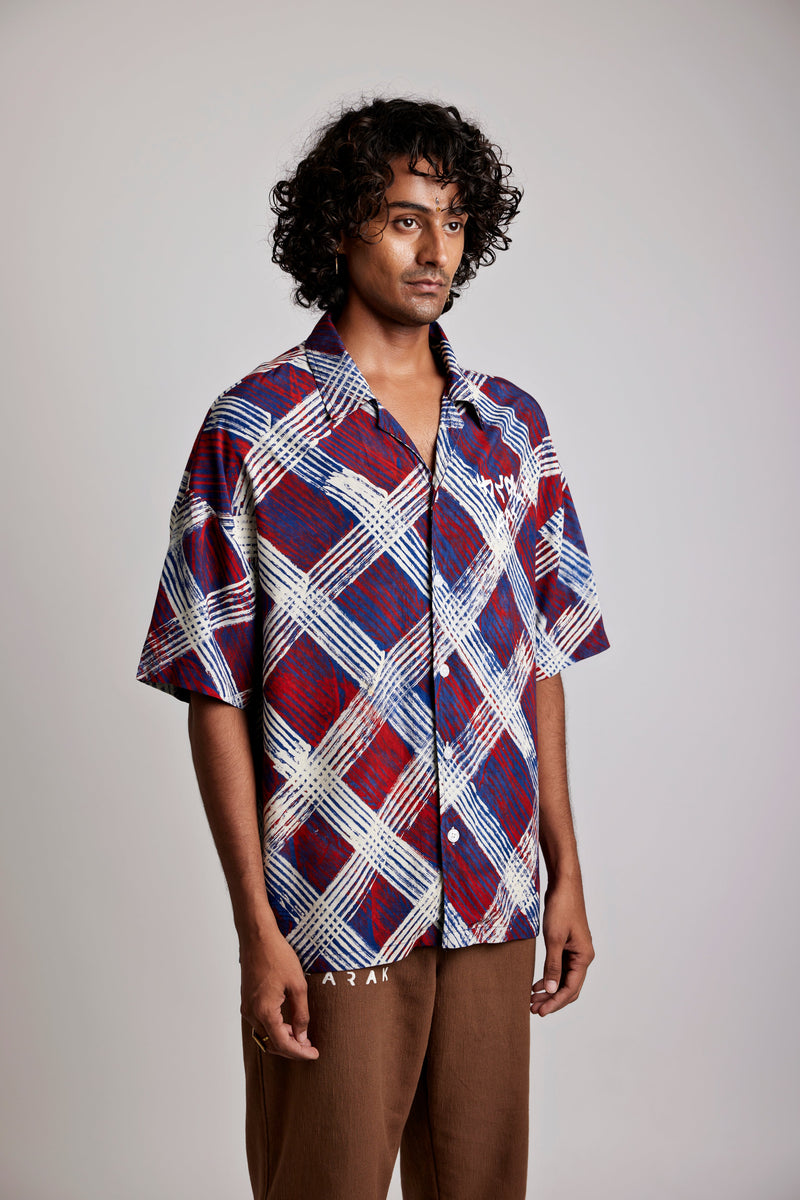 The Criss-cross Bagru - Shirt | F A R A K | Streetwear Shirts by Crepdog Crew