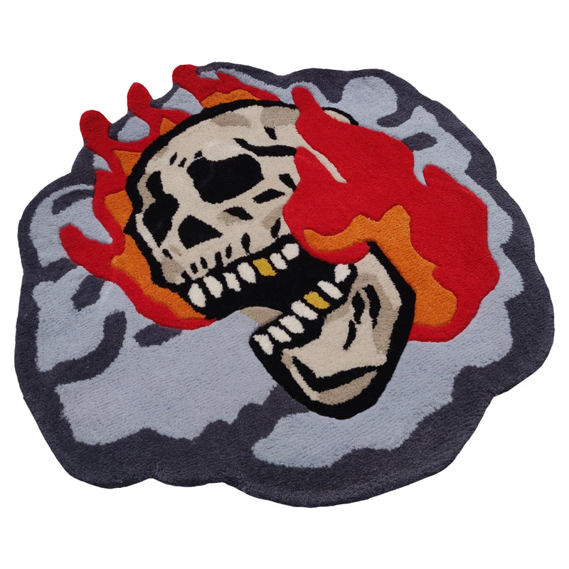 Flaming Skull Custom Rug | Cloud Botany | Streetwear Rugs by Crepdog Crew