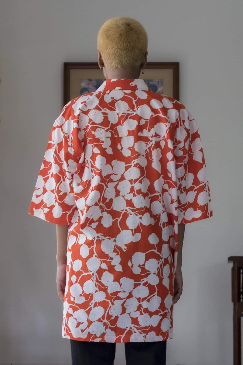 Floral Print Shirt (Carrot Orange) | PRXKHXR | Streetwear Shirts by Crepdog Crew