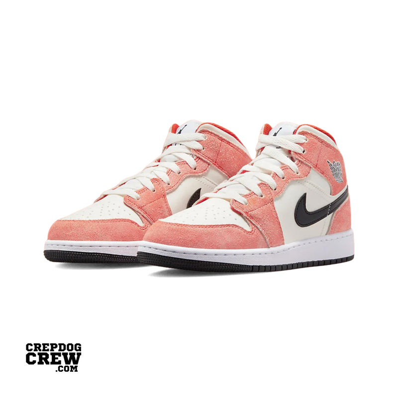 Jordan 1 Mid SE Orange Suede (GS) | Nike Air Jordan | Sneaker Shoes by Crepdog Crew