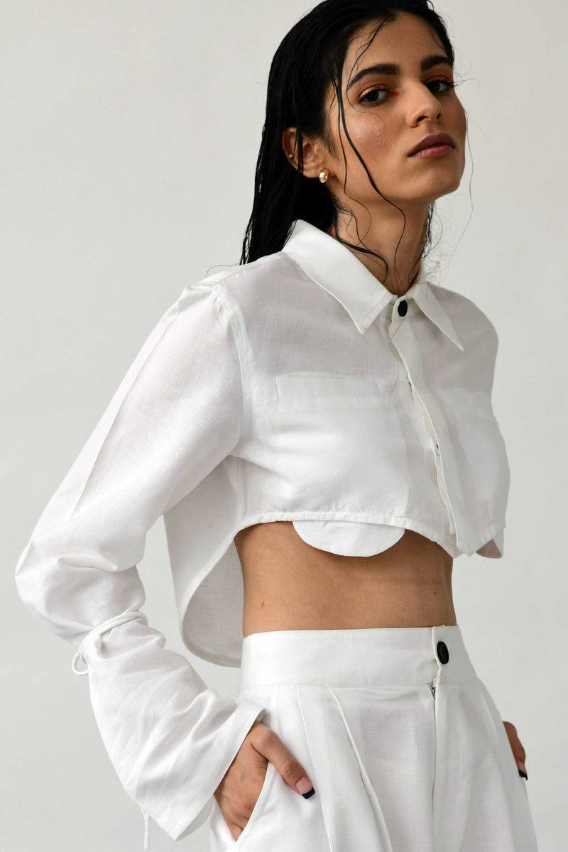 CROPPED LINEN SHIRT | Polite Society | Streetwear Shirts by Crepdog Crew
