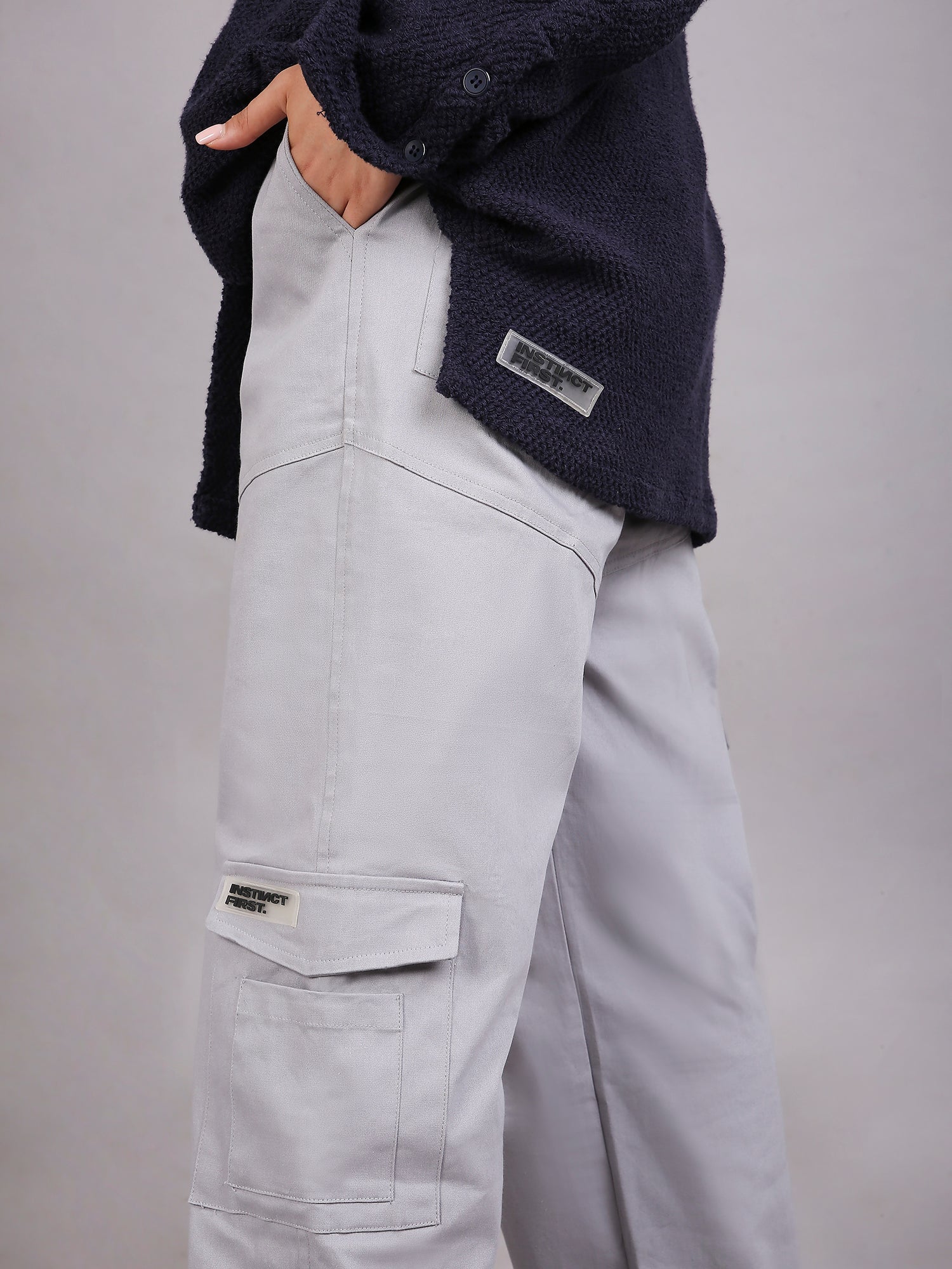 Grey oversized cargo pants