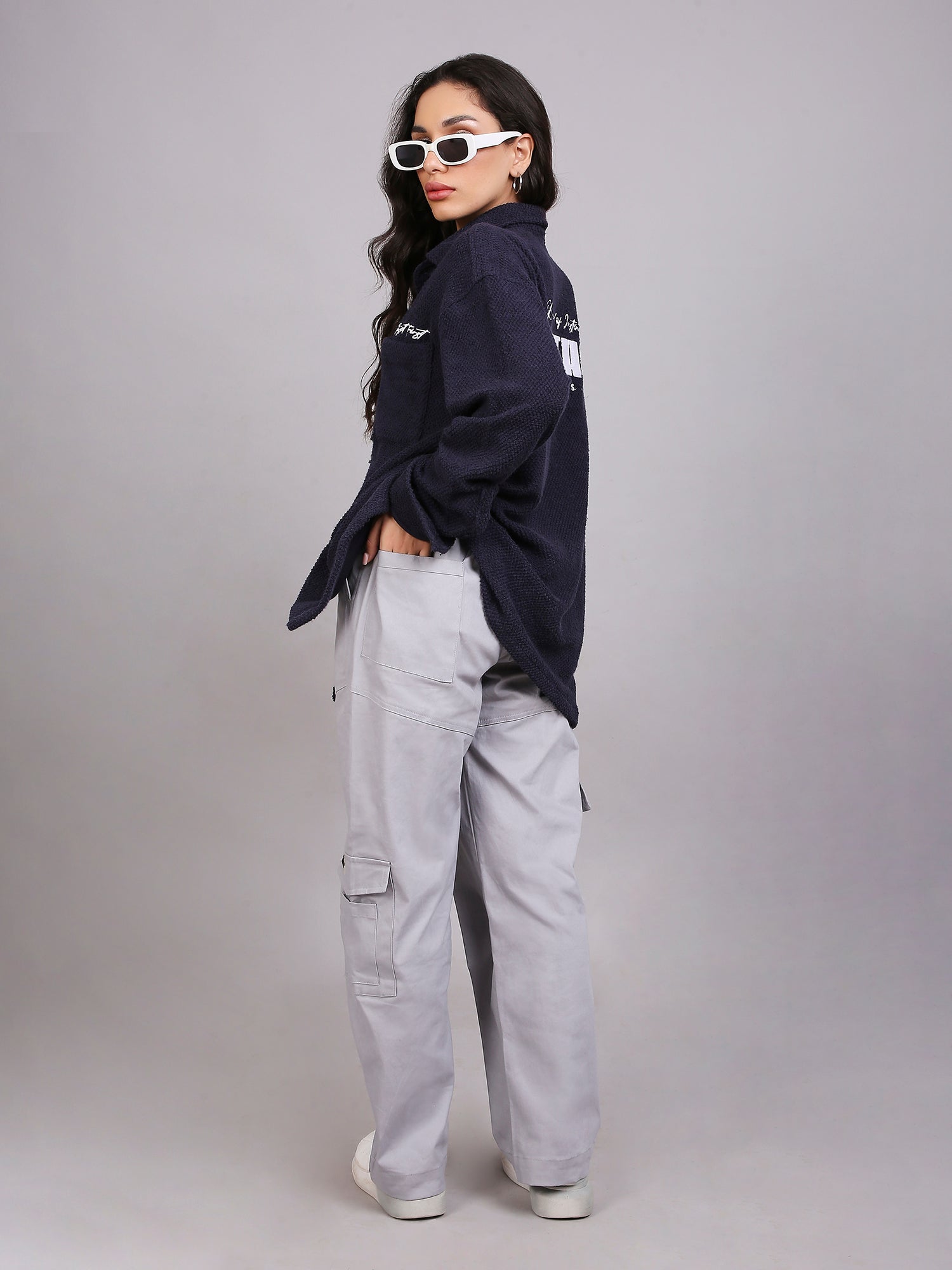 Grey oversized cargo pants