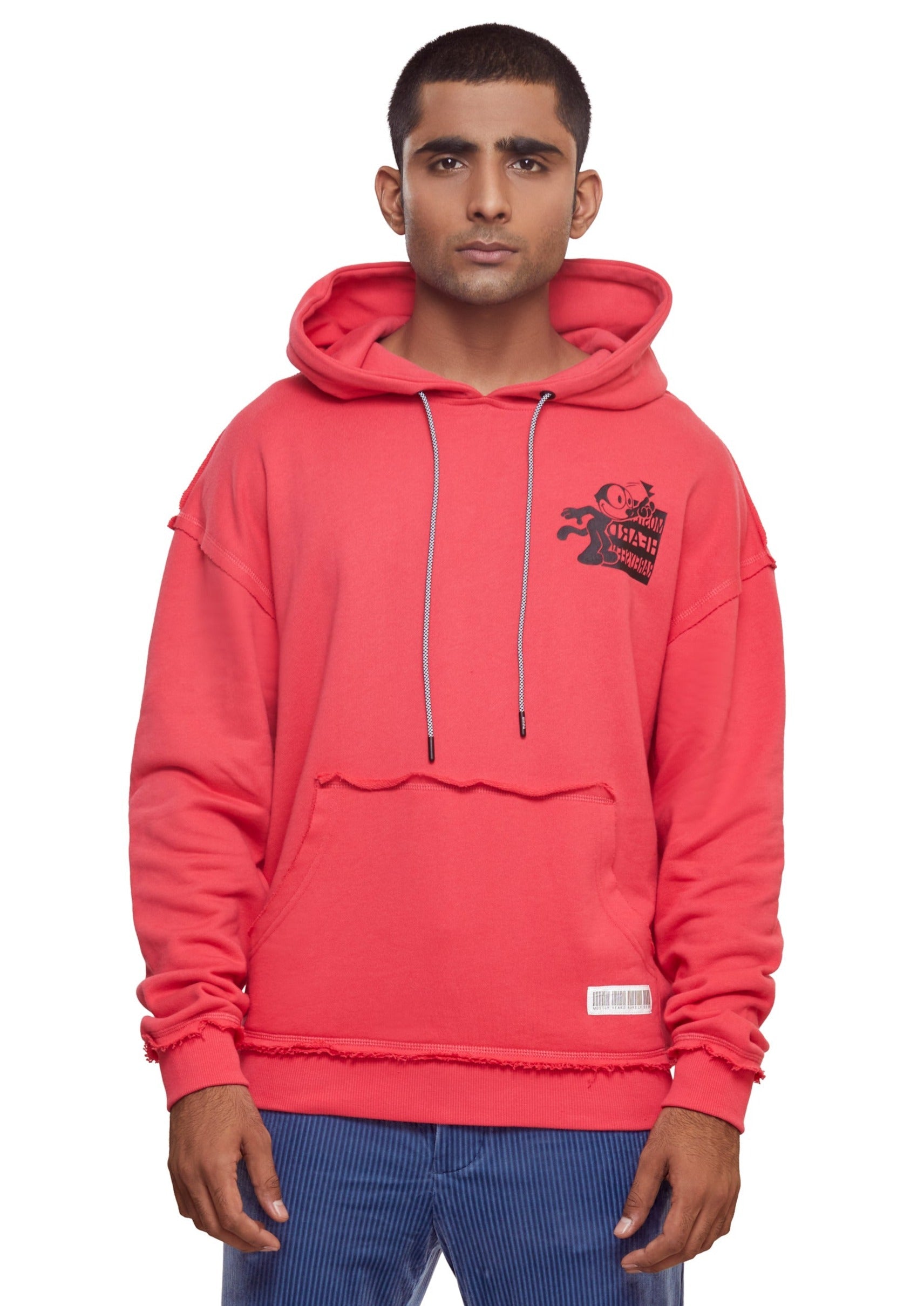 Infrared pink Cotton Felix the cat branded print hoodie from the brand Mostly Heard Rarely Seen