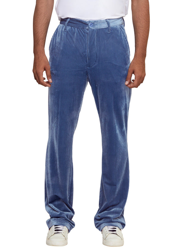 Riviera Blue Corduroy Flared Trousers|