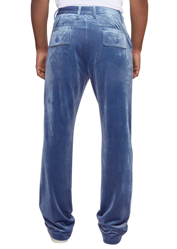 Riviera Blue Corduroy Flared Trousers|