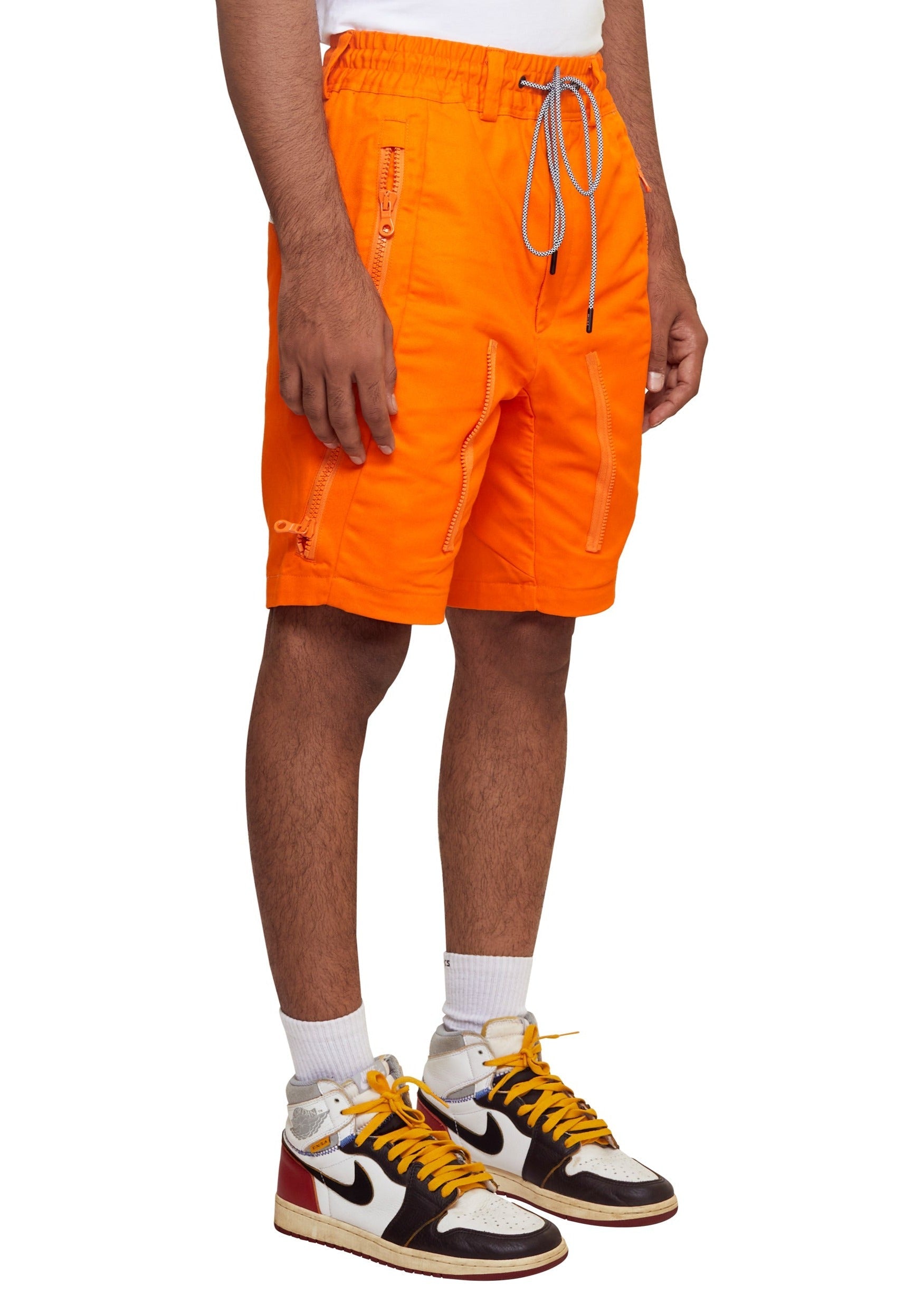 Orange cotton knee-lengh Zipoff Cargo Shorts from the brand Mostly Heard Rarely Seen