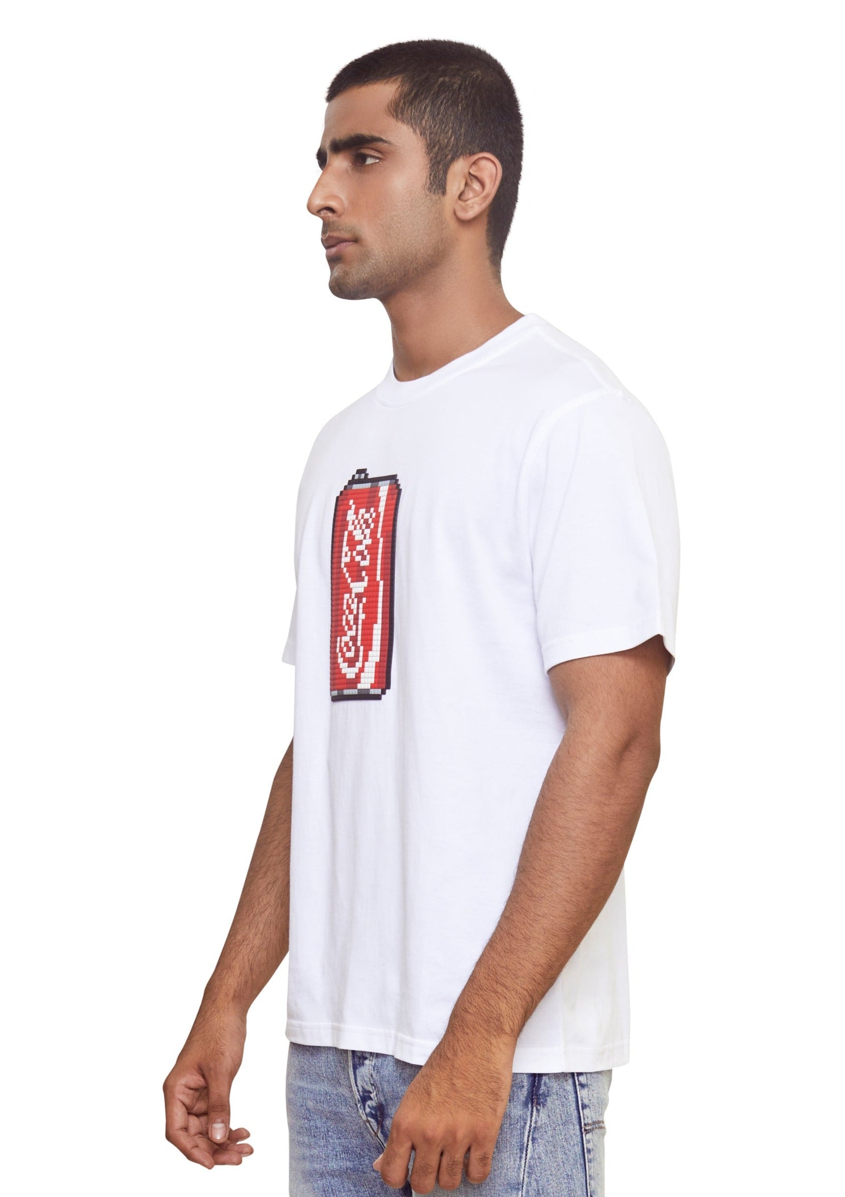 black/red cotton graphic print crew neck t-shirt with short sleeves from the brand 8-bit