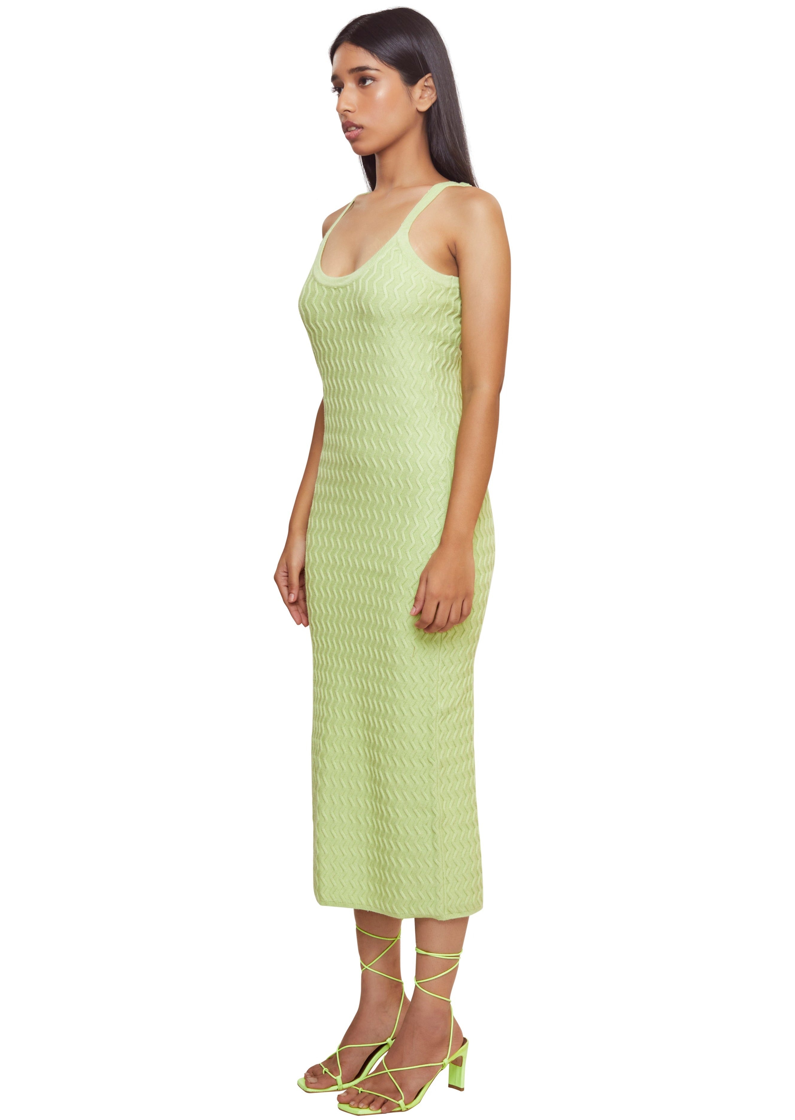 Mint classic hofs knitted slip dress shape w/ wavy rib from the brand House Of Sunny