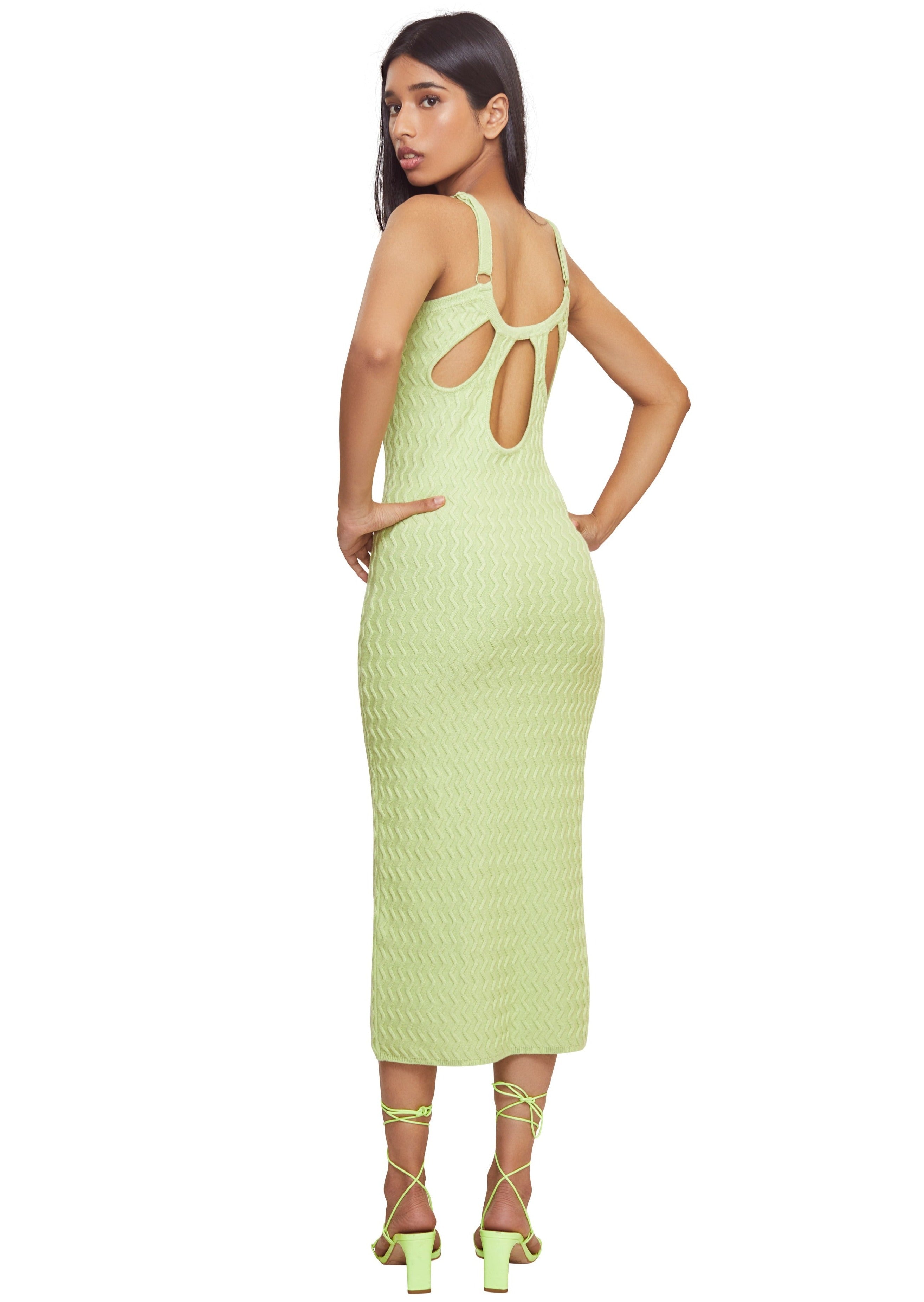 Mint classic hofs knitted slip dress shape w/ wavy rib from the brand House Of Sunny