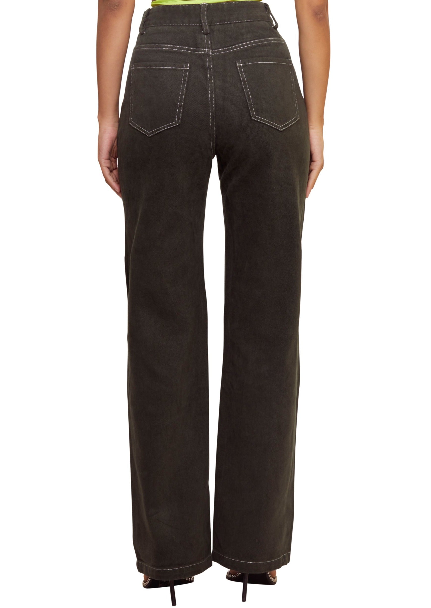 Black non-stretchy straight jeans from the brand The Kript