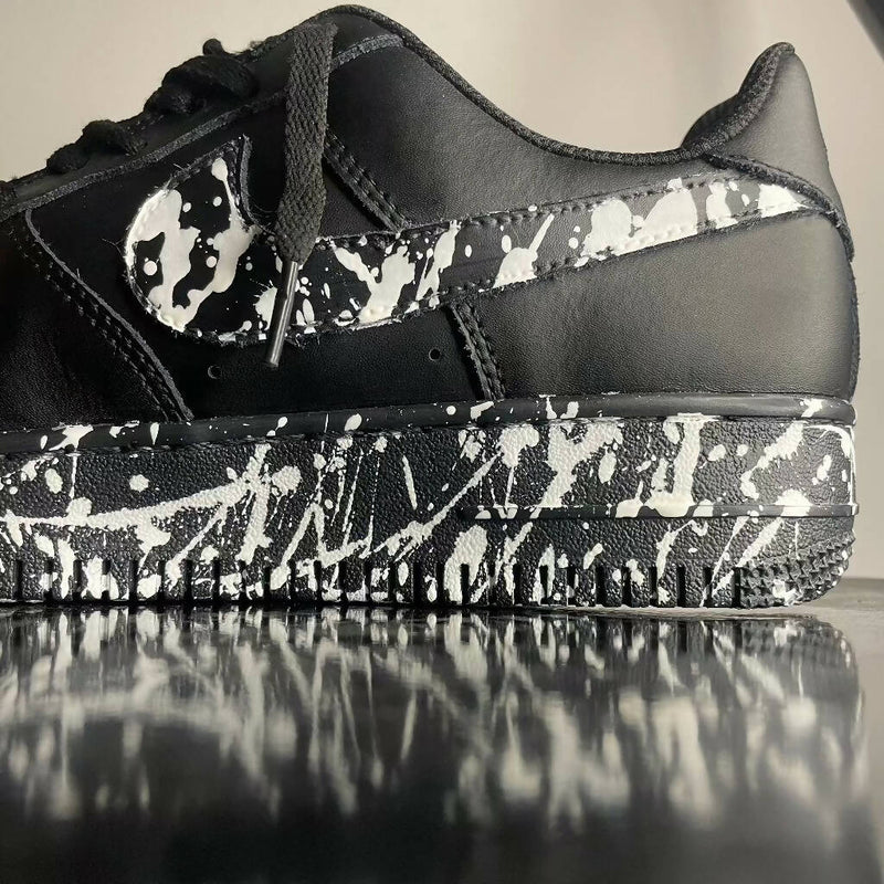 SPLATTER AF1 (BLACK/WHITE) | MD CUSTOMS | Custom Sneakers by Crepdog Crew