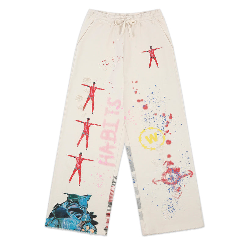 Sweatpants - Ecru "Fly Me To The Moon" | WHYLABS | Streetwear Joggers by Crepdog Crew