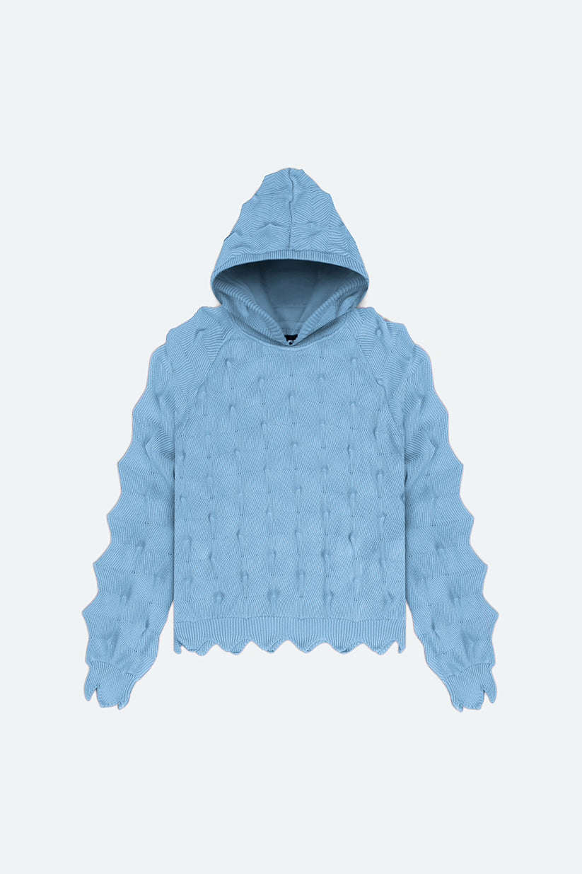 PUNK SPIKE HOODIE: CAROLINA BLUE