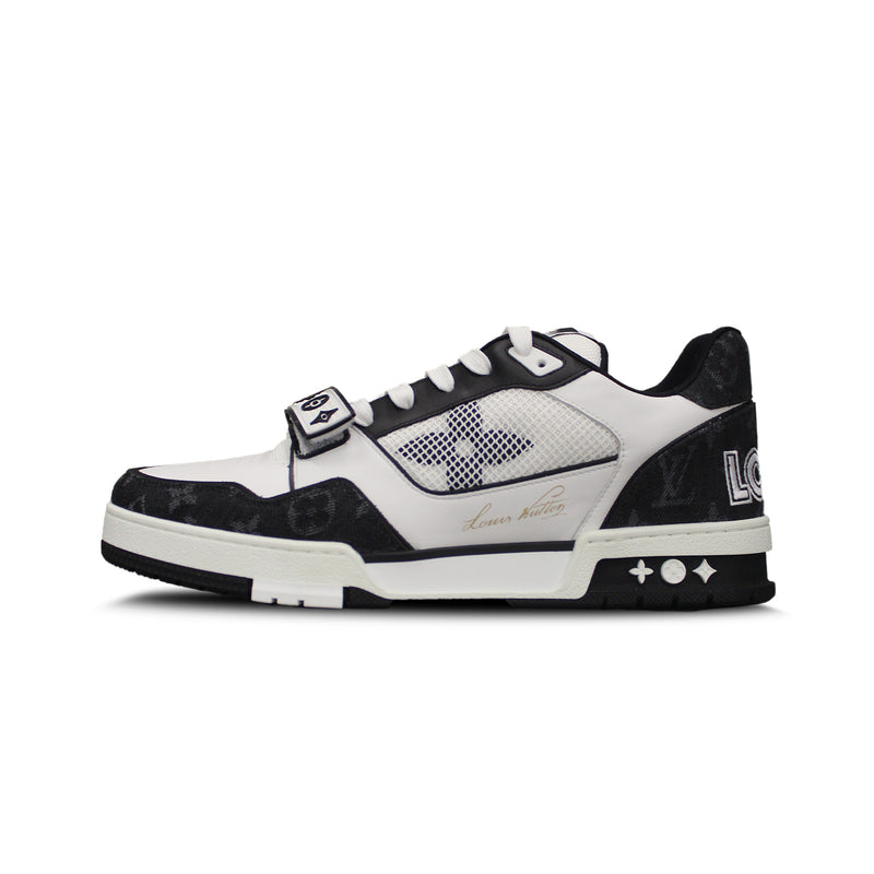 Louis Vuitton Black/White Monogram Denim/Leather Tennis Shoes Size 8.5/39 -  Yoogi's Closet