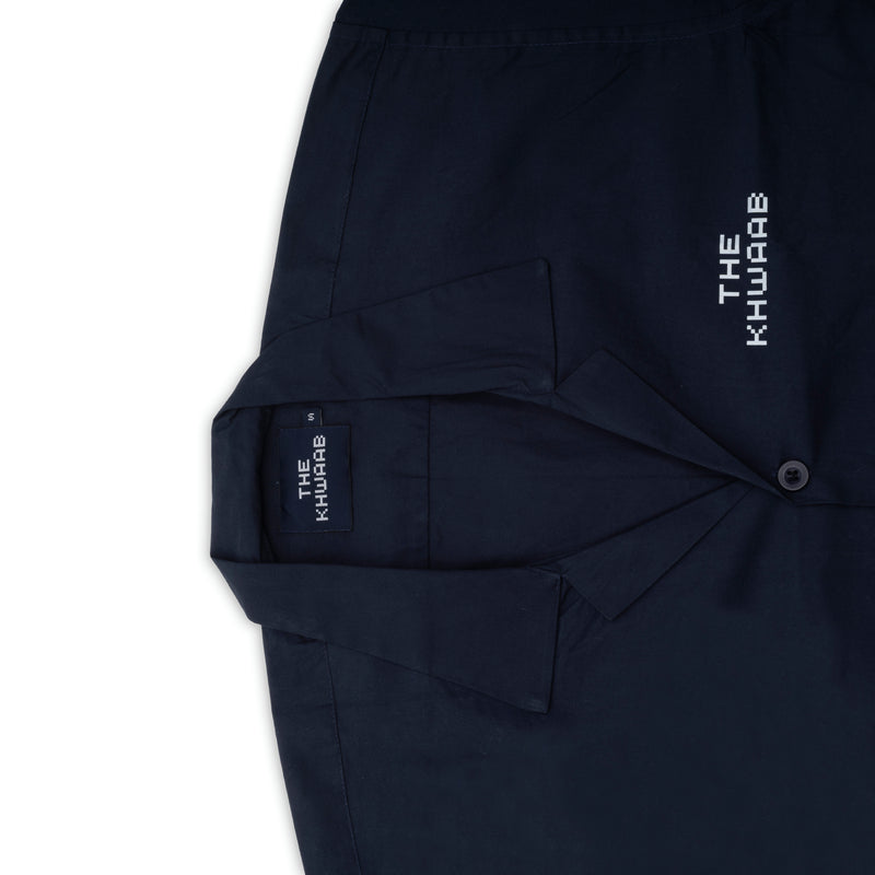 Navy Blue Revere Shirt | The Khwaab | Streetwear Shirts by Crepdog Crew