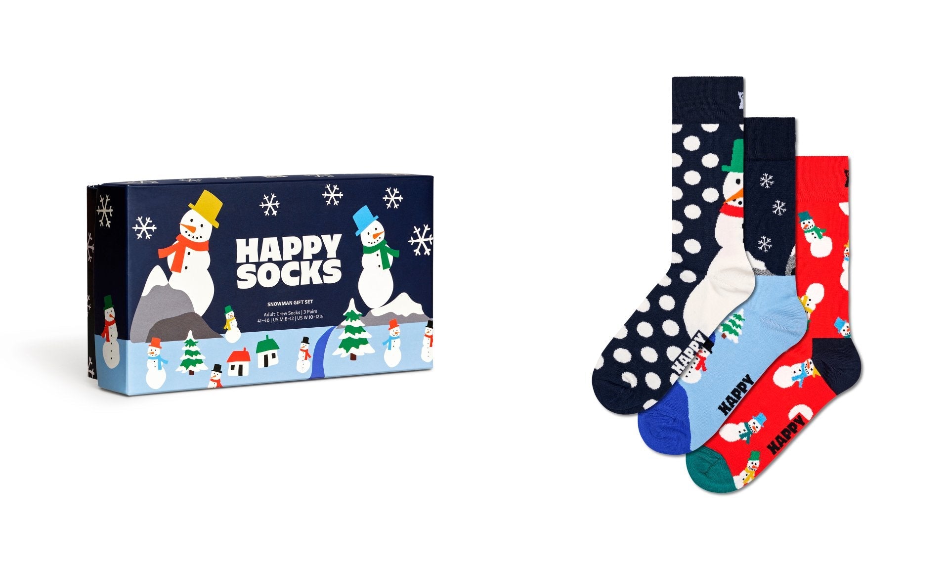 Happy Socks 3-Pack Snowman Socks Gift Set