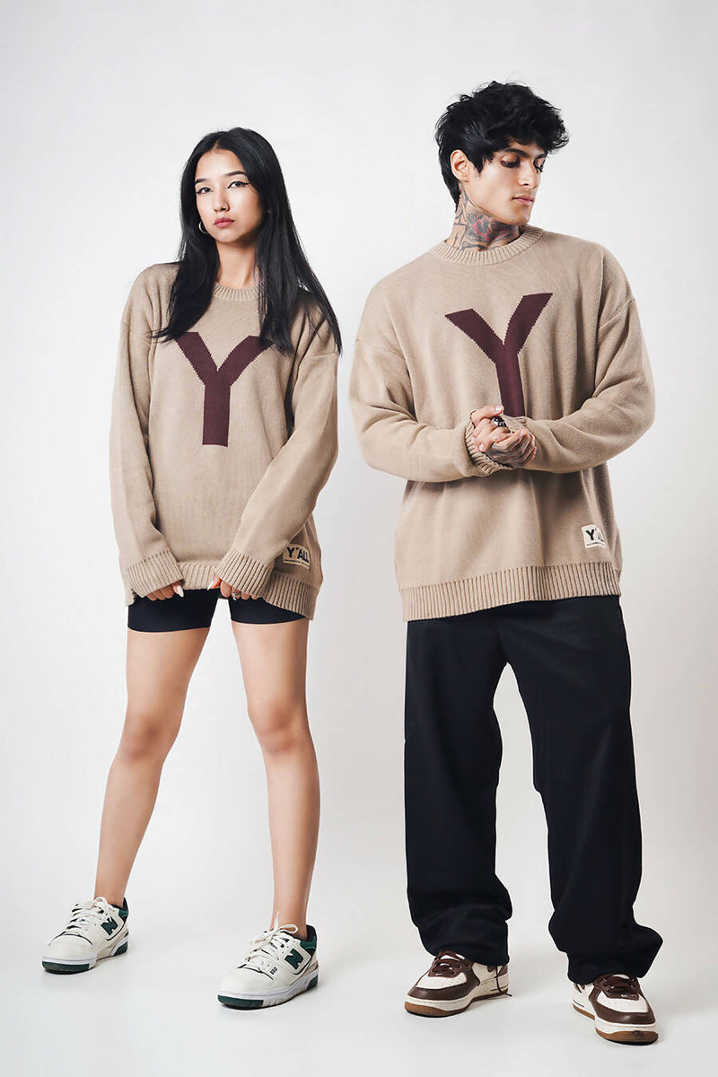 UPPER CRUST SWEATER- GREIGE | Y*ALL | Streetwear Sweatshirts & Hoodies by Crepdog Crew