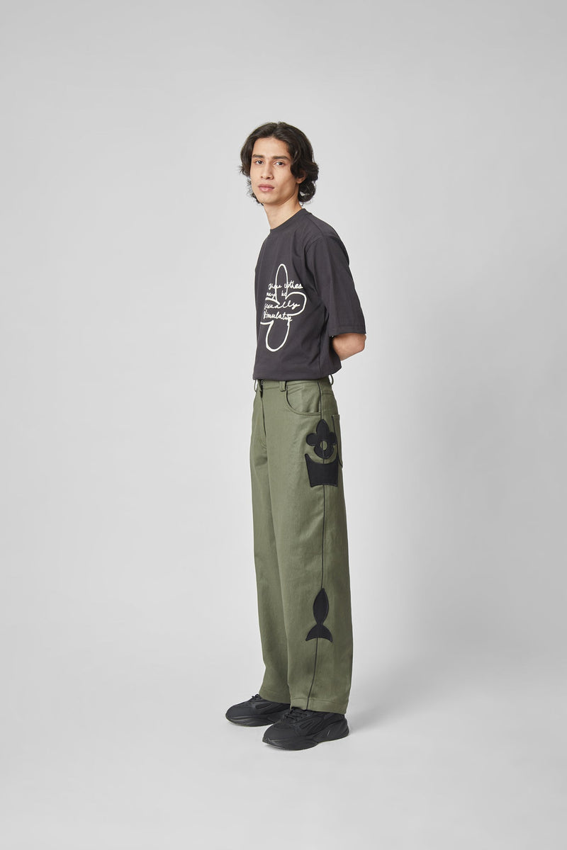 FARM APPLIQUE PANTS | Polite Society | Streetwear Pants Trousers by Crepdog Crew