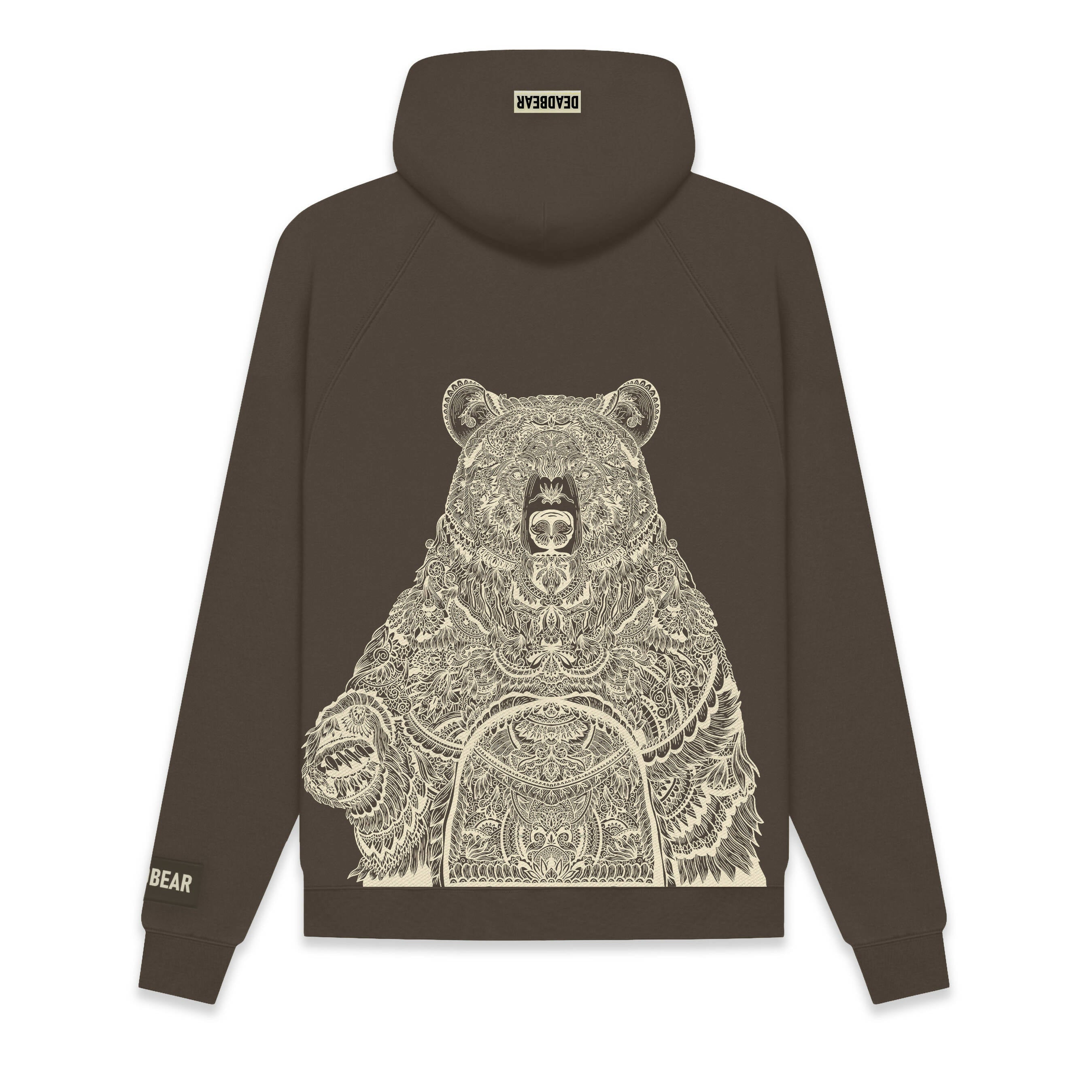 Mandala Bear Hoodie Brown