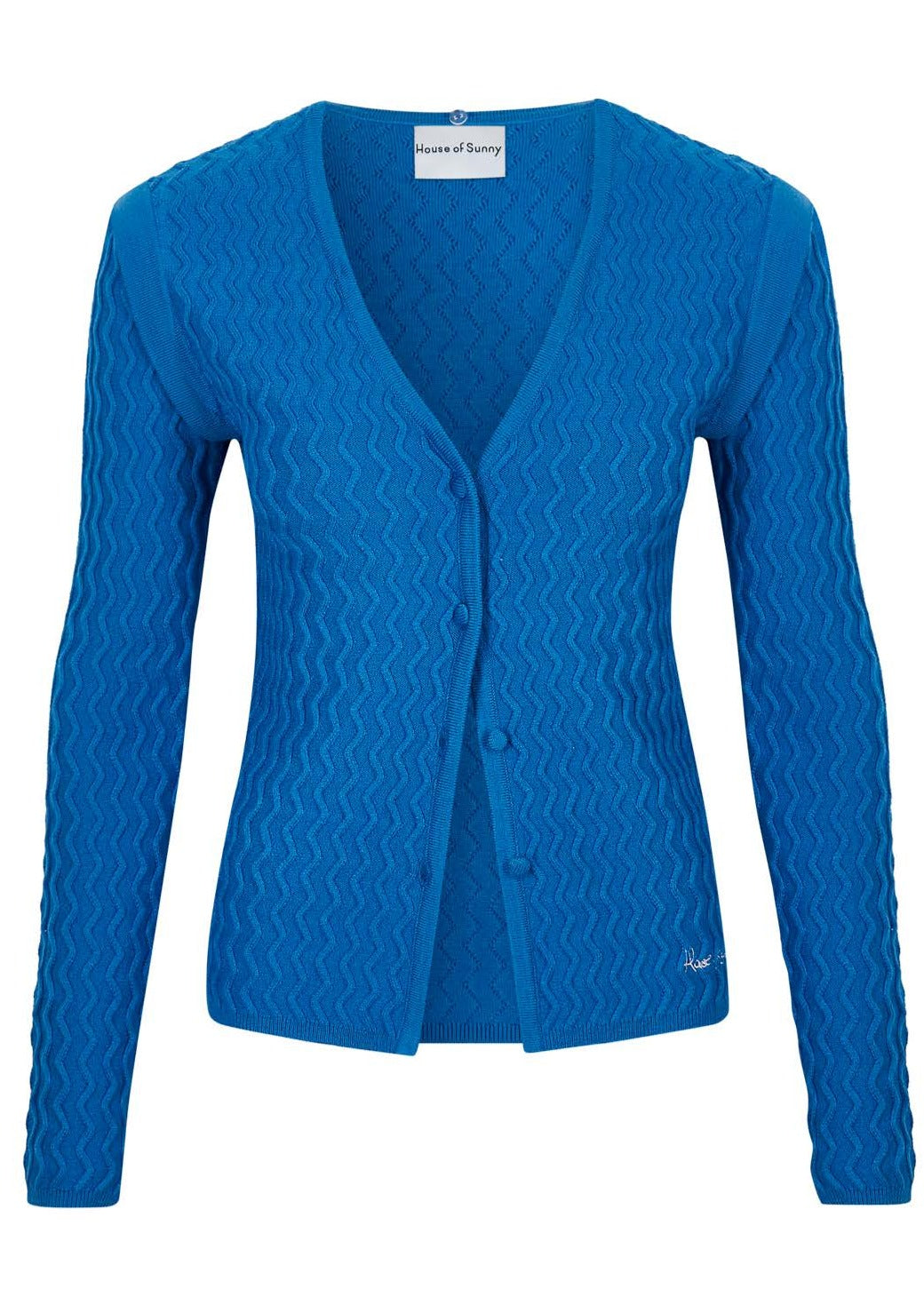 Blue Wave rib cardi with detachable fur from the brand House Of Sunny
